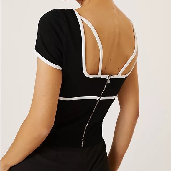 ✨ Anthropologie Sweetheart Ponte Top Sz L - Picture 4 of 7